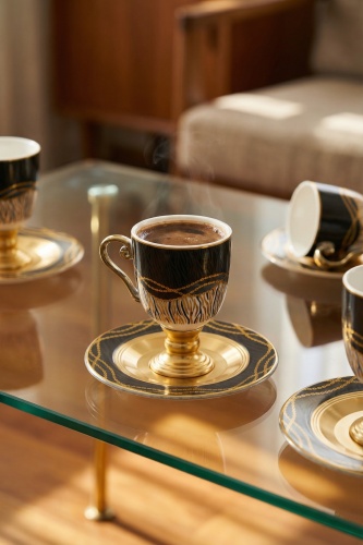Viki 6 Kişilik Porselen Kahve Fincanı Takımı - 90 ml - Acar