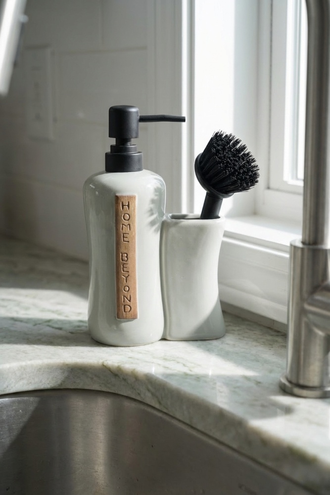 Vilya Fırça Hazneli Sıvı Sabunluk Yeşil - 400 ml - 2