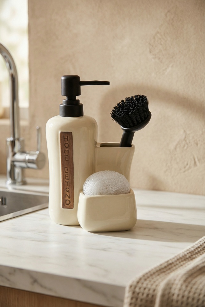 Vilya Sünger & Fırça Hazneli Sıvı Sabunluk Krem - 400 ml - 1