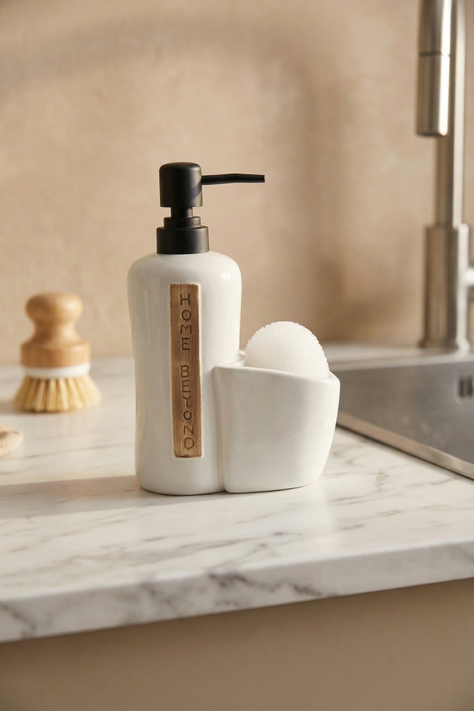 Vilya Sünger Hazneli Sıvı Sabunluk Beyaz - 400 ml - 1