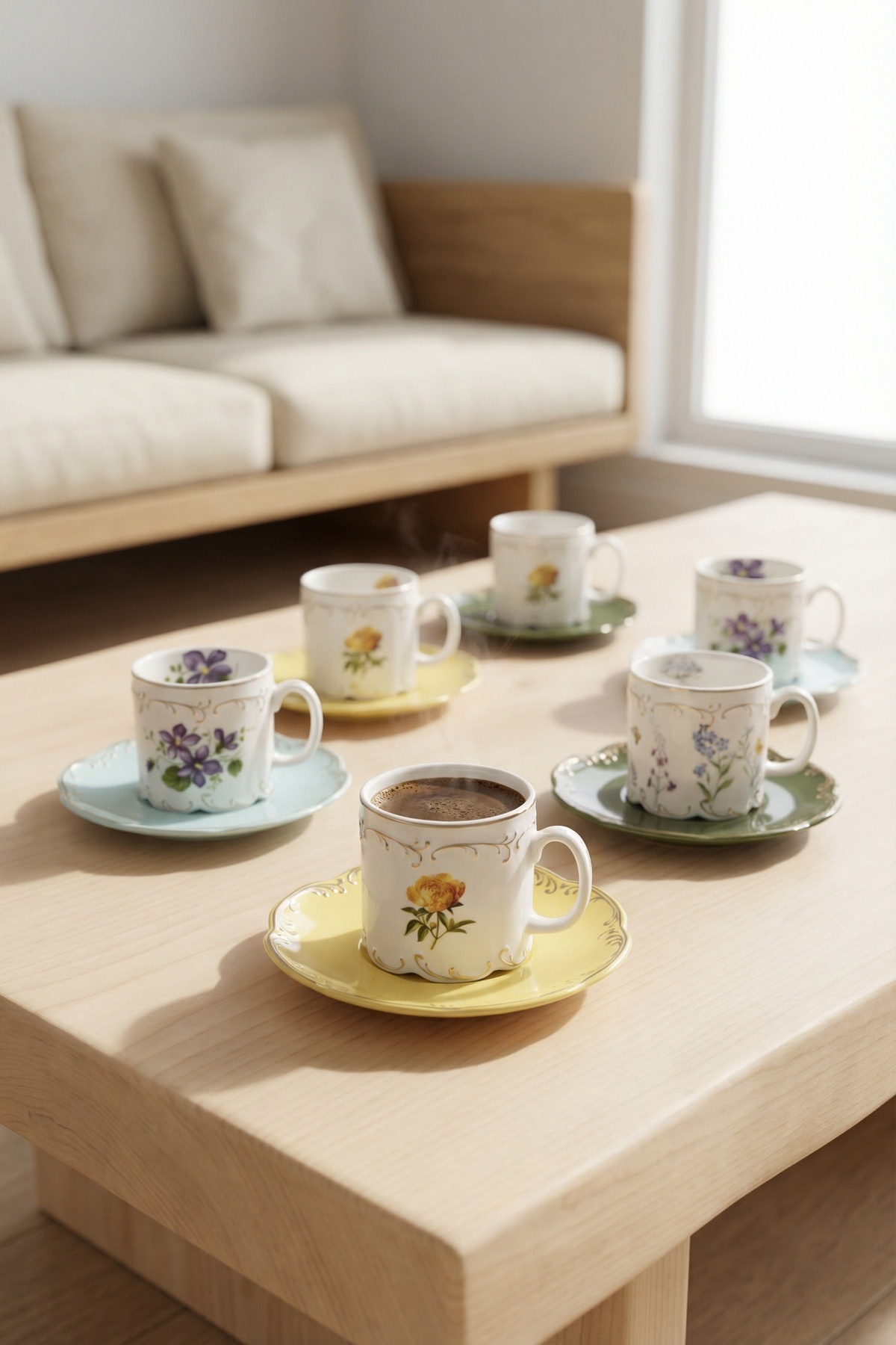 Vivienne 6 Kişilik Porselen Kahve Fincan Takımı - 100 ml