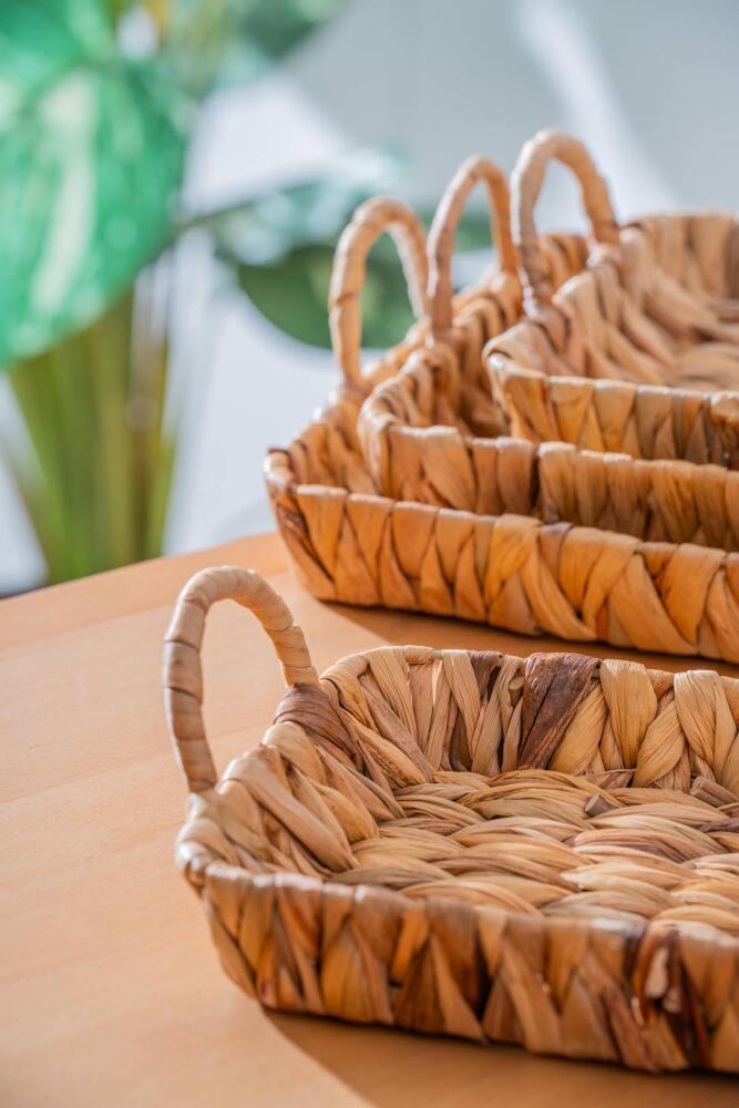 Wicker 4 Parça Hasır Dikdörtgen Sepet - 5