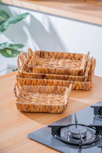 Wicker 4 Parça Hasır Kare Sepet - 5