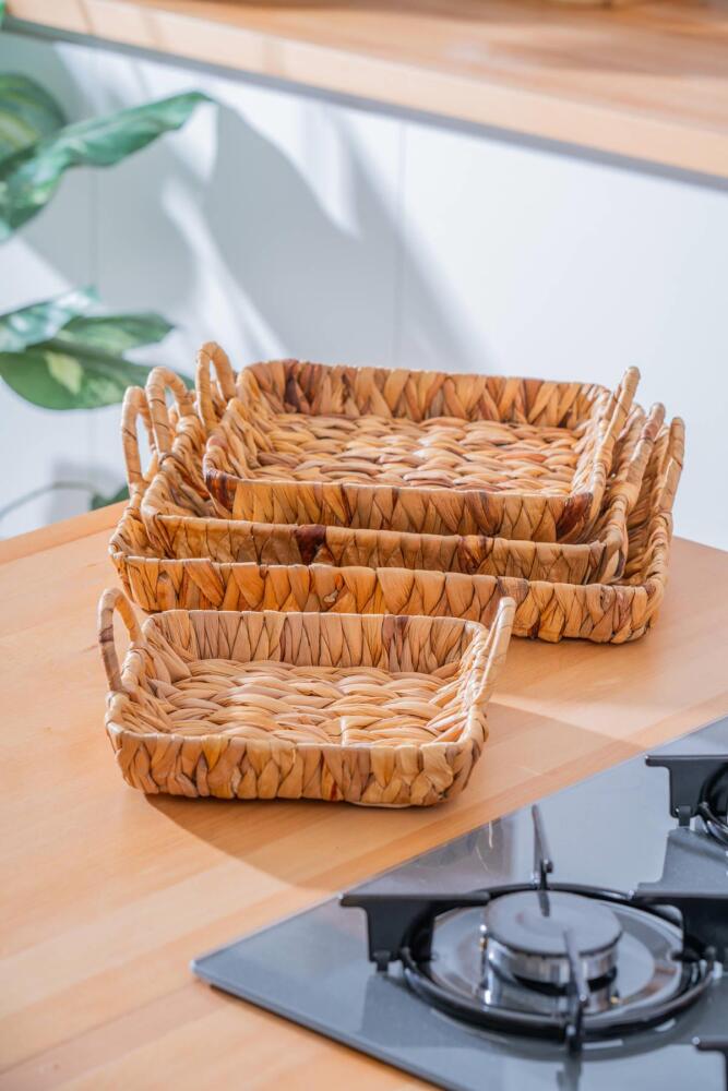 Wicker 4 Parça Hasır Kare Sepet - 5