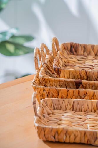 Wicker 4 Parça Hasır Kare Sepet - 6