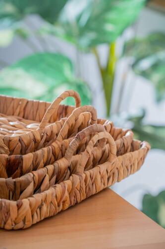 Wicker 4 Parça Hasır Kare Sepet - 7