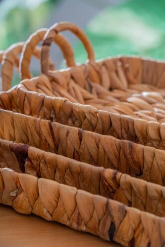 Wicker 4 Parça Hasır Kare Sepet - 8