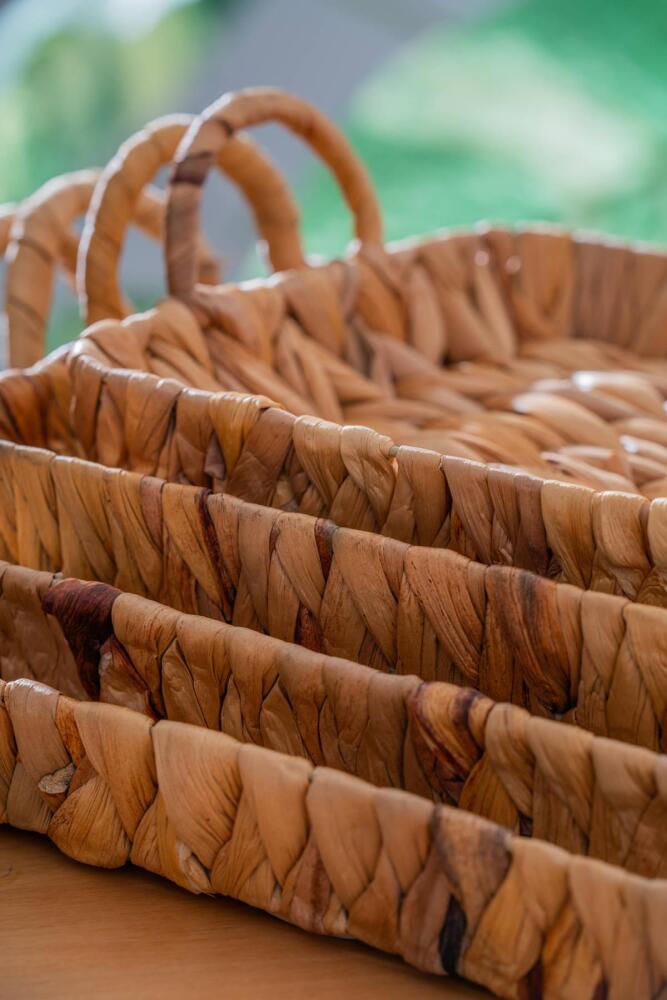 Wicker 4 Parça Hasır Kare Sepet - 8