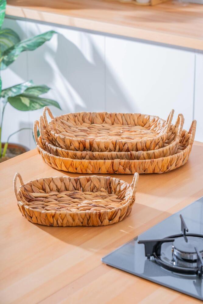 Wicker 4 Parça Hasır Oval Sepet - 4