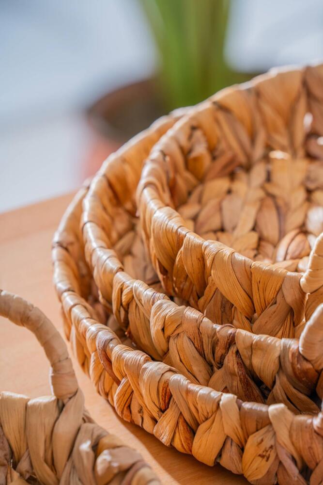 Wicker 4 Parça Hasır Yuvarlak Sepet - 8