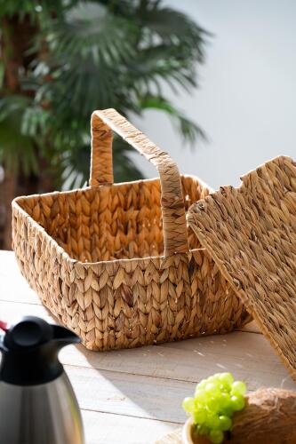 Wicker Kapaklı Hasır Piknik Sepeti - 32 cm - 6