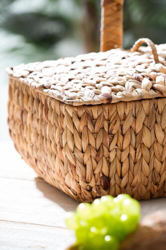 Wicker Kapaklı Hasır Piknik Sepeti - 36 cm - 5