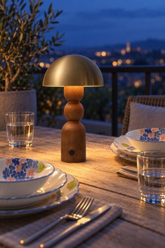 Woody Ahşap Gövdeli Dokunmatik Masa Lambası Kahverengi - 27 cm - 3