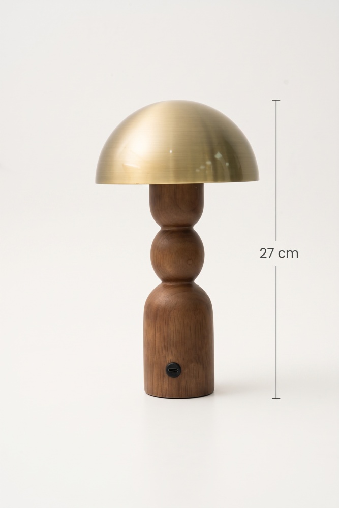 Woody Ahşap Gövdeli Dokunmatik Masa Lambası Kahverengi - 27 cm - 4