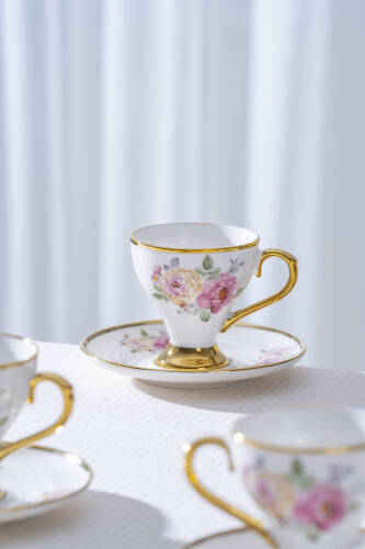 Yolanda 6 Kişilik Porselen Kahve Fincan Takımı - 90 ml - Acar