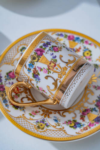 Zale 24K Altın Detaylı 6 Kişilik Porselen Kahve Fincan Takımı - 100 ml - 4