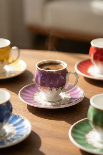 Zetian 6 Kişilik Porselen Kahve Fincanı Takımı - 90 ml - 1